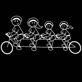 Famiglia Adesiva Bici 4 personaggi