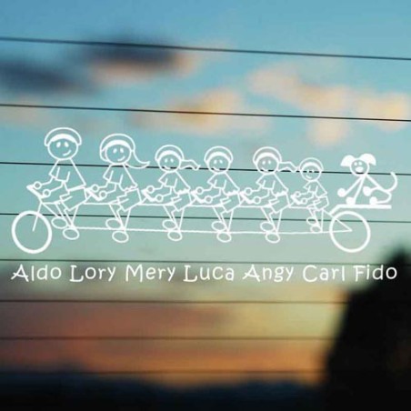 Adesivo Famiglia Bici 7 personaggi
