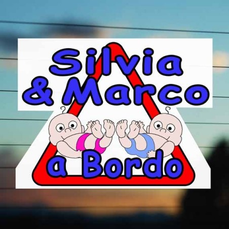Adesivi bimbi a bordo 2 gemelli
