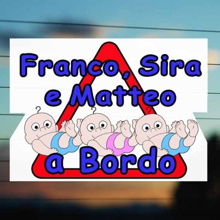 Adesivi bimbi a bordo 3 gemelli
