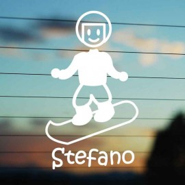 Adesivo Famiglia Papà Snowboard con nome