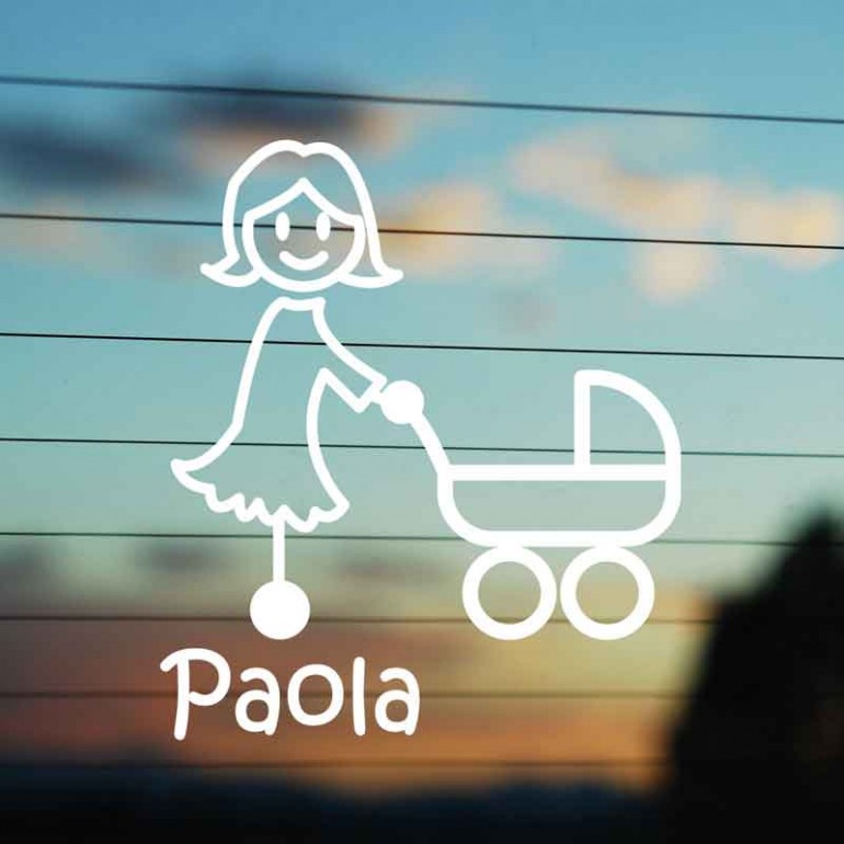 Adesivo Famiglia Mamma con Passeggino Adesivo Famiglia Mamma con Passeggino