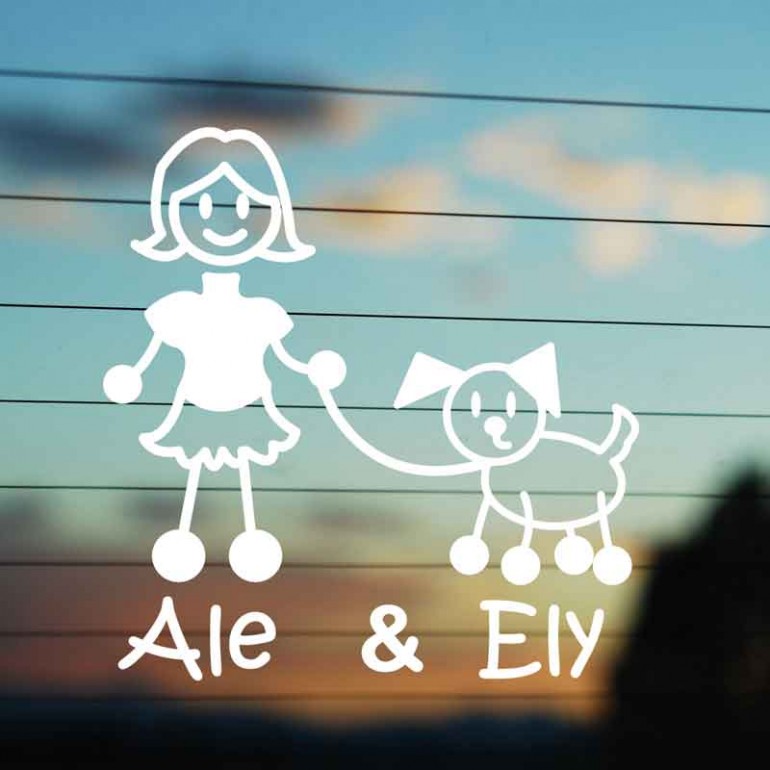Adesivo Famiglia Mamma con Cane Adesivo Famiglia Mamma con Cane