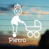 Adesivo Famiglia Papà con Passeggino con nome