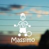 Adesivo Famiglia Bimbo Medio  Calciatore n. 9 con nome