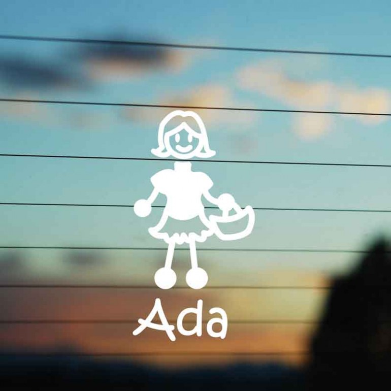 Adesivo Famiglia Bimba Media Con Borsa Adesivo Famiglia Bimba Media Con Borsa