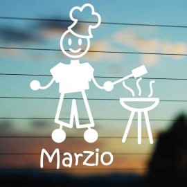 Adesivo Famiglia Papà con Barbecue con nome