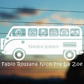 Adesivo Famiglia in Camper 6 personaggi