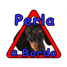 Adesivo Bassotto a bordo con foto