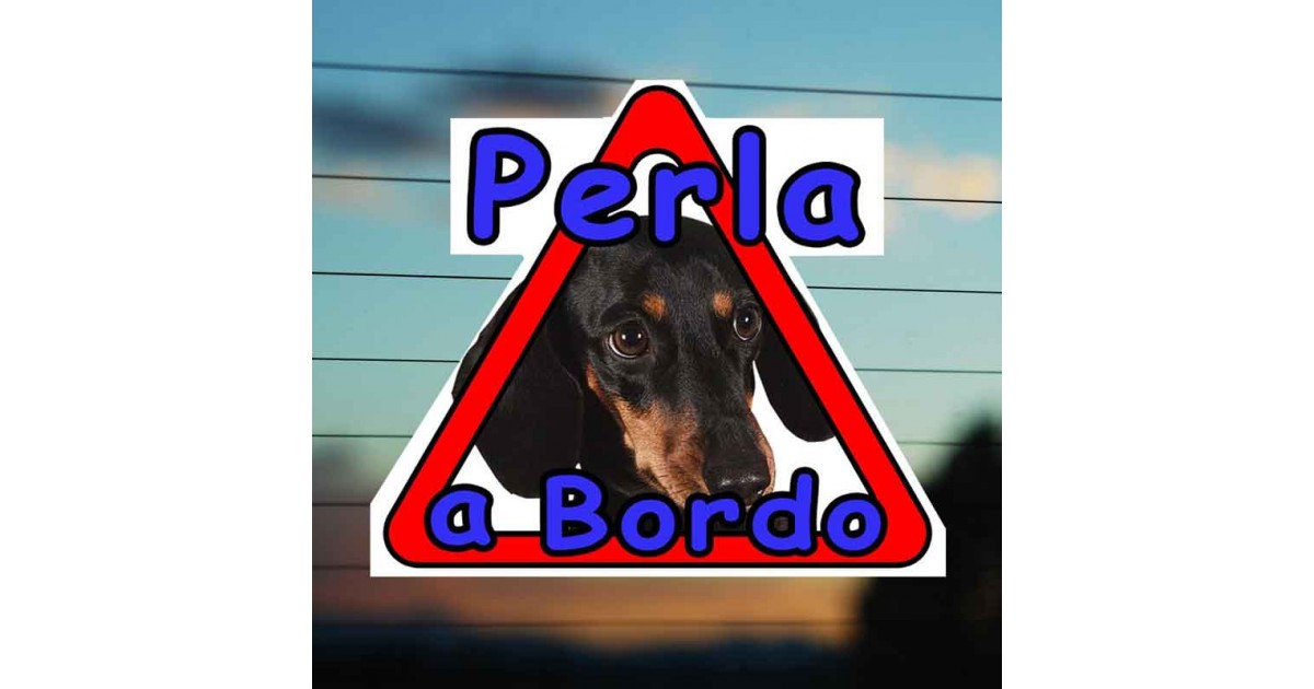 Adesivo Bassotto Perla a bordo con foto