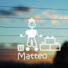 Adesivo Famiglia Bimbo Medio costruzioni lego con nome
