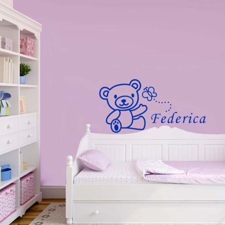 Adesivo Murale Orsetto con Farfalla