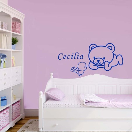 Adesivo Murale Orsetto e Uccellino