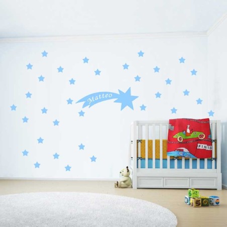 Adesivi murali pioggia di stelle con nome