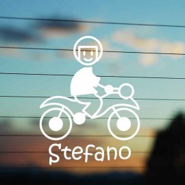 Adesivo Famiglia Bimbo Moto con casco con nome