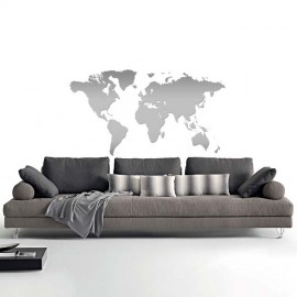 Adesivo Murale interior design Mappa del Mondo Argento piccolo