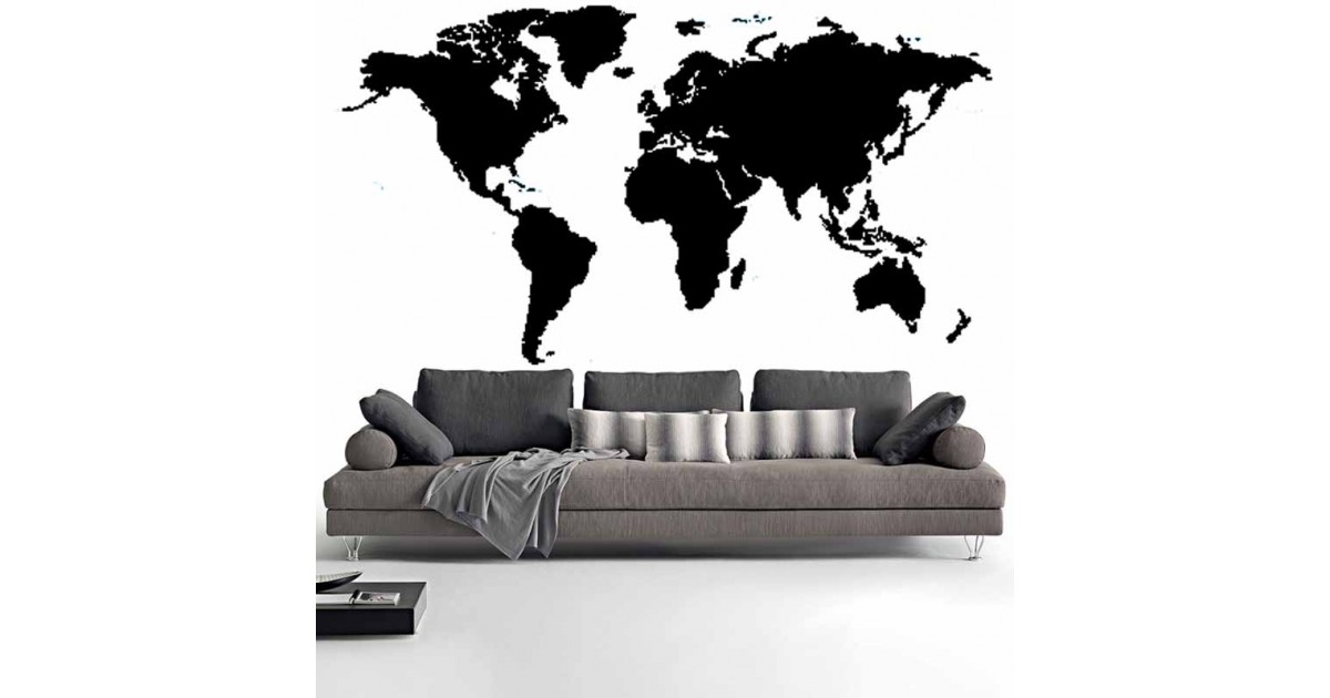 Adesivi Murali Mappa del Mondo nero piccolo