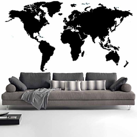 Adesivi Murali Mappa del Mondo nero piccolo