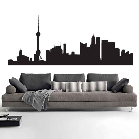 Adesivi Murali Skyline Shangai piccolo