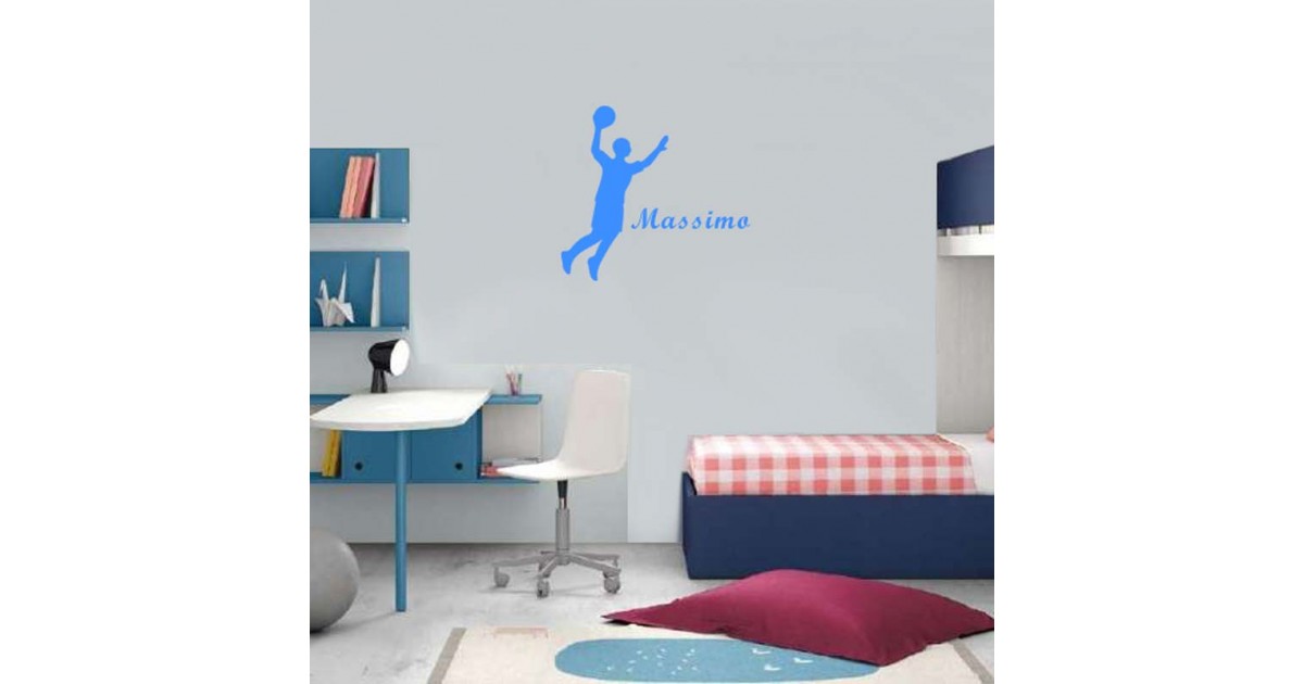Adesivo Murale giocatore pallacanestro piccolo con nome