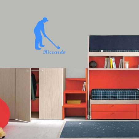 Adesivo Murale giocatore golf con nome piccolo