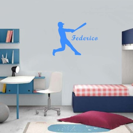 Adesivo Murale giocatore baseball con nome