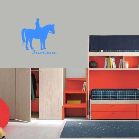 Adesivo Murale cavalliere piccolo con nome