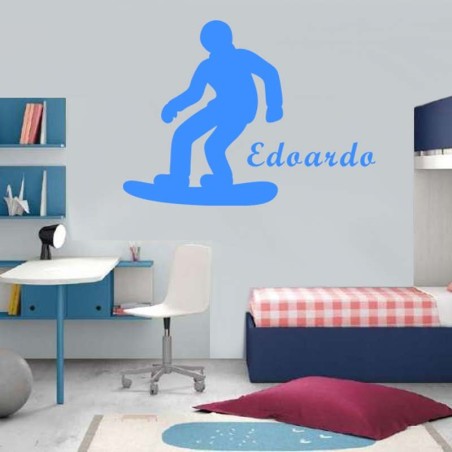 Adesivo Murale Snowboarder con nome