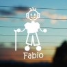 Adesivo Famiglia Nonno con Bastone con nome