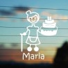 Adesivo Famiglia Nonna con Bastone e Torta con nome