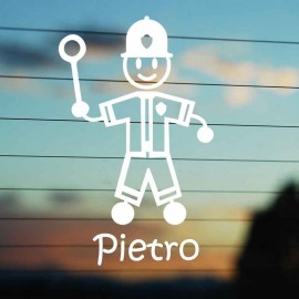 Adesivo Famiglia Papà Vigile con nome