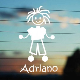 Adesivo Famiglia Papà con Capelli Lunghi con nome