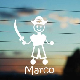 Adesivo Famiglia Bimbo Grande Pirata con nome