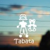 Adesivo Famiglia Bimba Media Peluche Orsacchiotto con nome