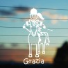 Adesivo Famiglia Bimba Media a Cavallo con nome