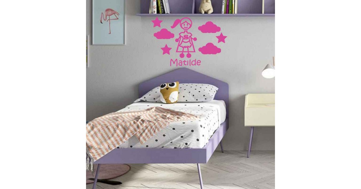 Adesivi Murali Bimba Supereroe fuxia