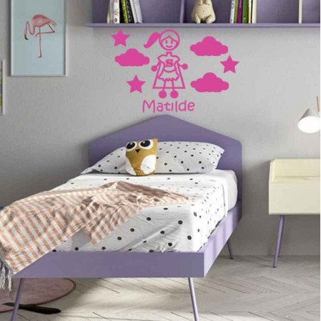 Adesivi Murali Bimba Supereroe fuxia