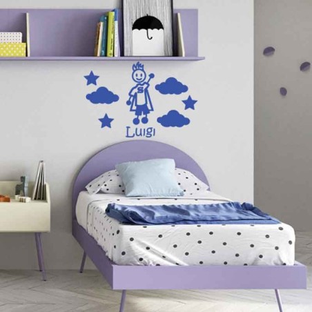 Adesivi Murali Bimbo Supereroe blu
