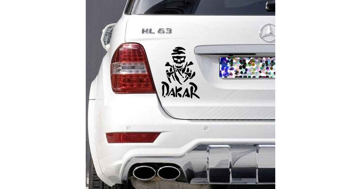 Adesivo logo dakar teschio auto bianca