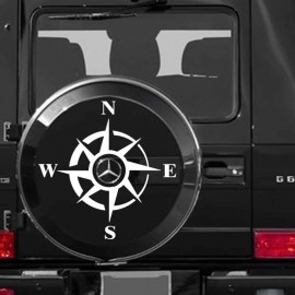 Adesivo logo rosa dei venti auto bianca
