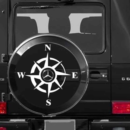 Adesivo logo rosa dei venti auto bianca