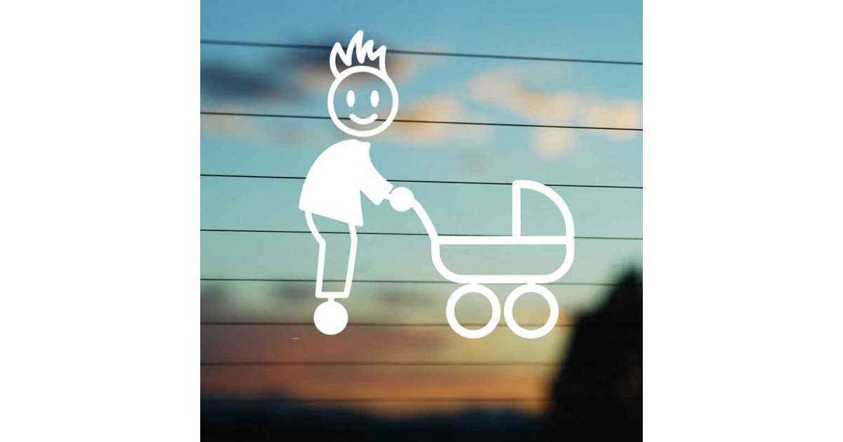 Adesivo Famiglia Papà con Passeggino