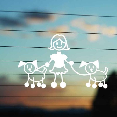 Adesivo Famiglia Mamma con 2 Cani