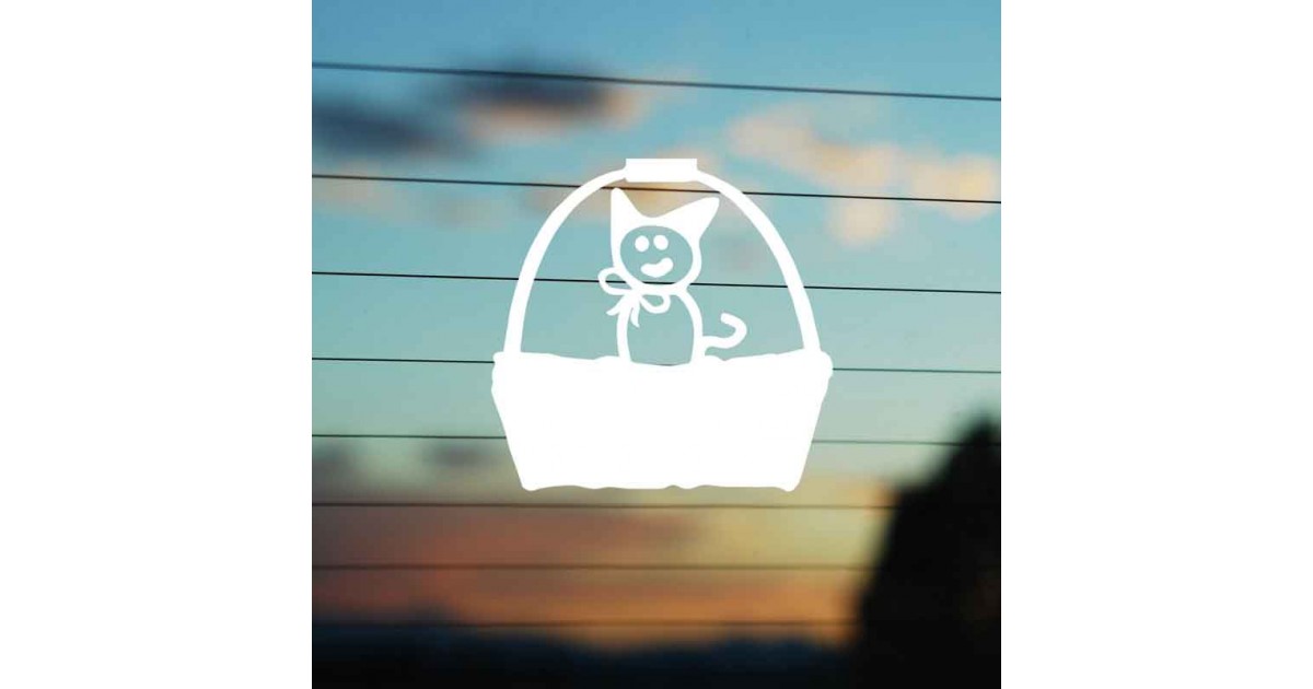 Adesivo Famiglia Gatto nella Cesta