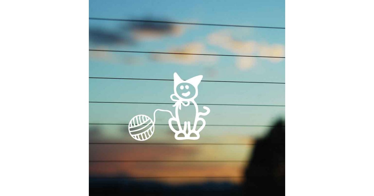Adesivo Famiglia Gatto con Gomitolo