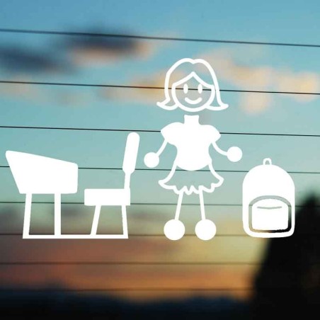 Adesivo Famiglia Bimba Grande Studente