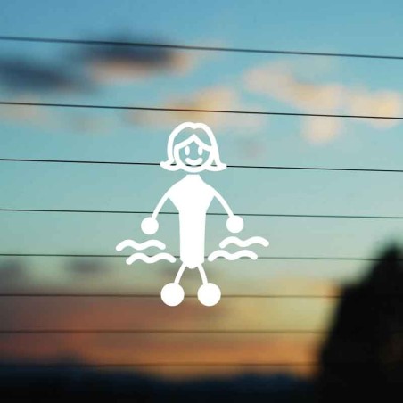 Adesivo Famiglia Bimba Media Nuoto