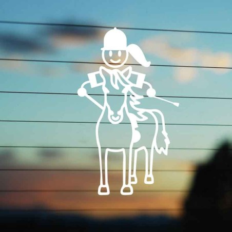 Adesivo Famiglia Bimba Media a Cavallo